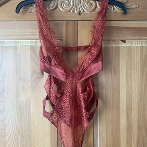 Elegant Lace Bodysuit in Red